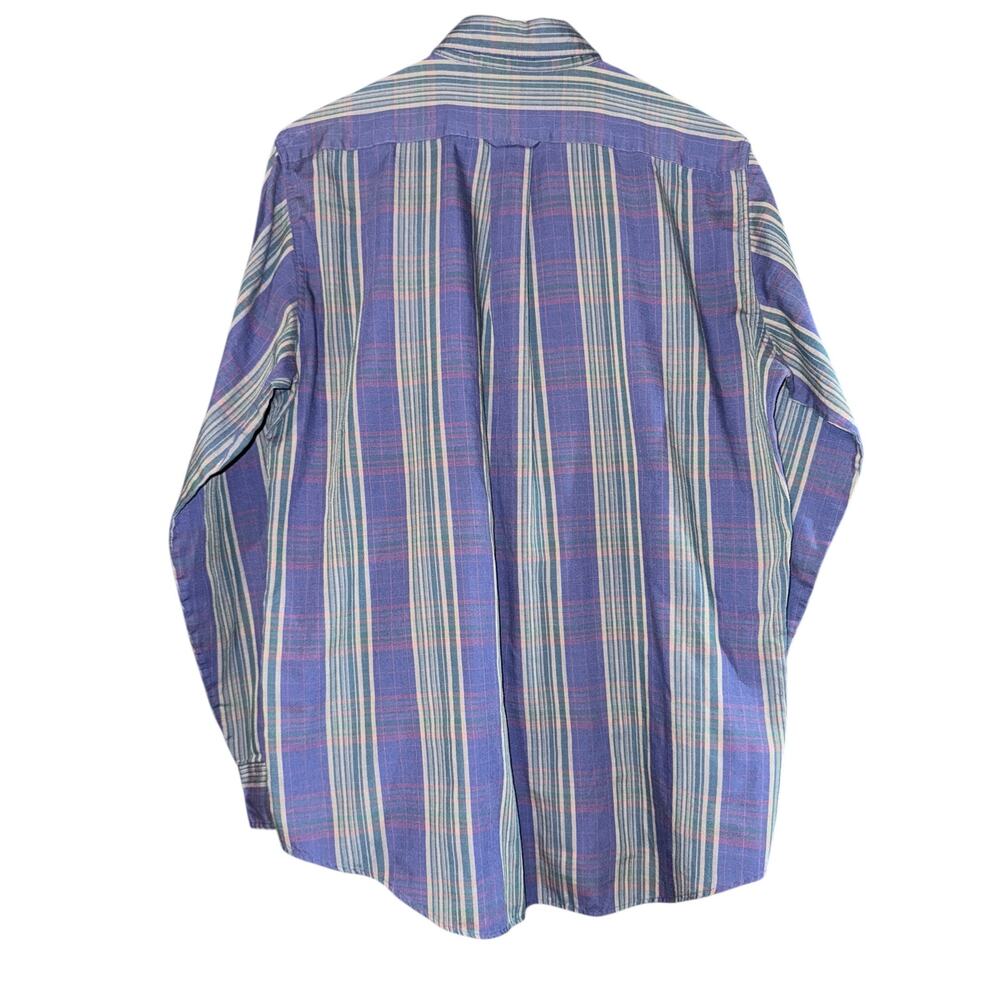 Vintage Mcgregor Plaid Button Down Shirt Striped Western Men's‎ Large Blue Green - Picture 3 of 7